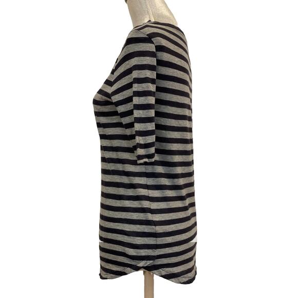 Majestic Filatures Paris Top Womens Cotton Cashmere Shirt Gray Black Stripe Sz 1 - Picture 5 of 13
